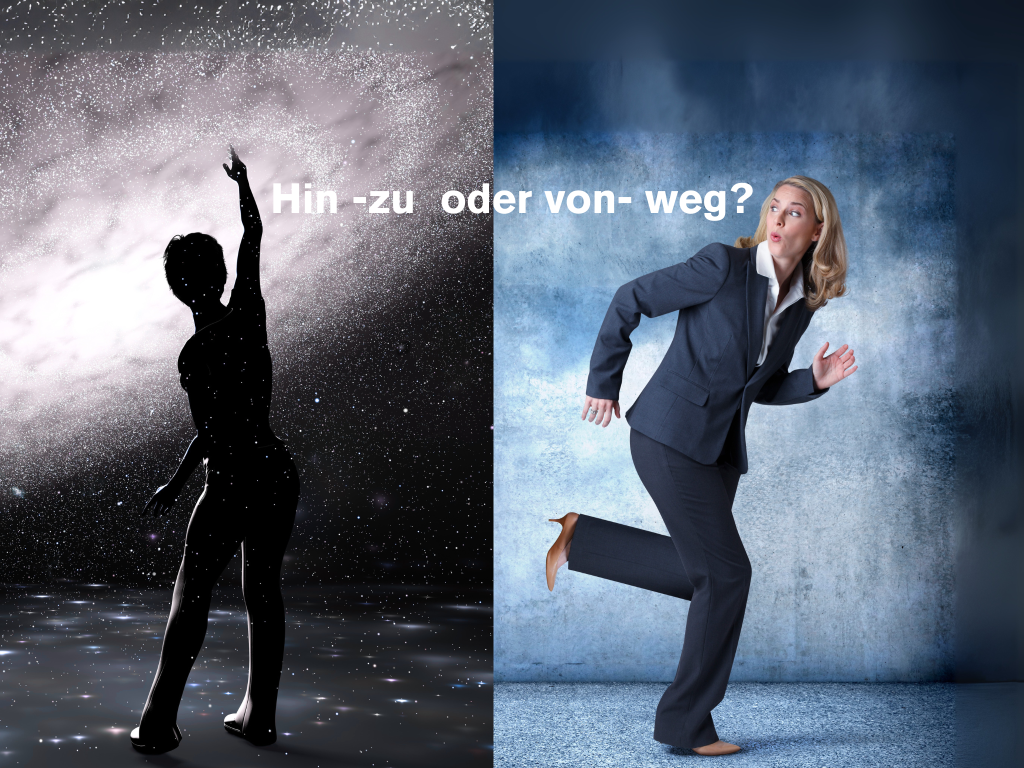 Persönlichkeitscodes Hin-zu und Von-weg: Symbolbild für Chancen suchen oder Probleme vermeiden